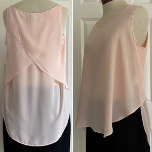 Banana Republic Layered Back Sheer Sleeveless Blouse High Low Small P Top EUC